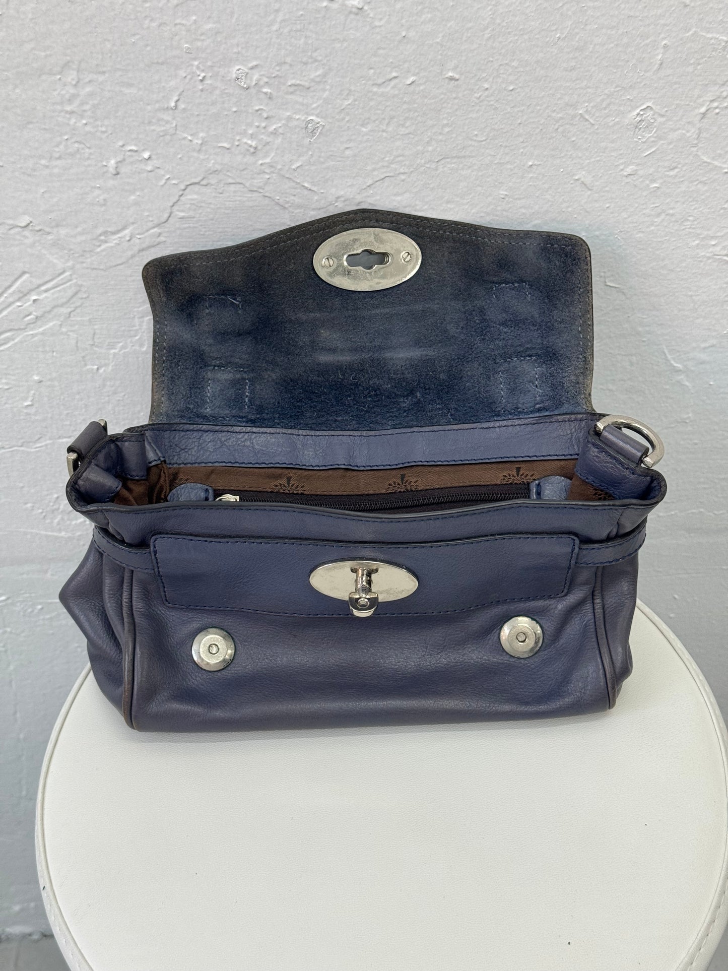 OJ ARCHIVE — MULBERRY GREY MINI ALEXA BAG IN SLATE BLUE