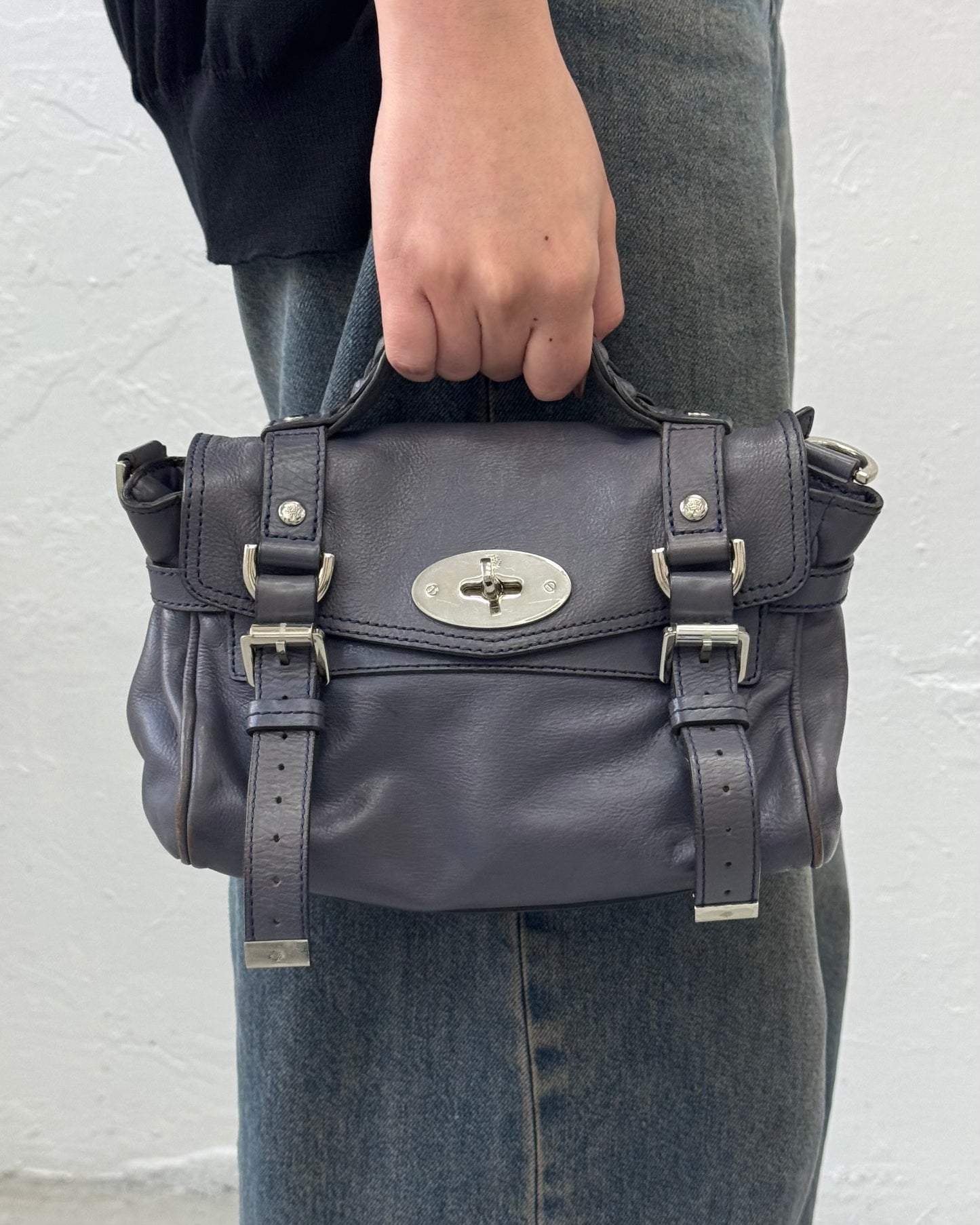 OJ ARCHIVE — MULBERRY GREY MINI ALEXA BAG IN SLATE BLUE
