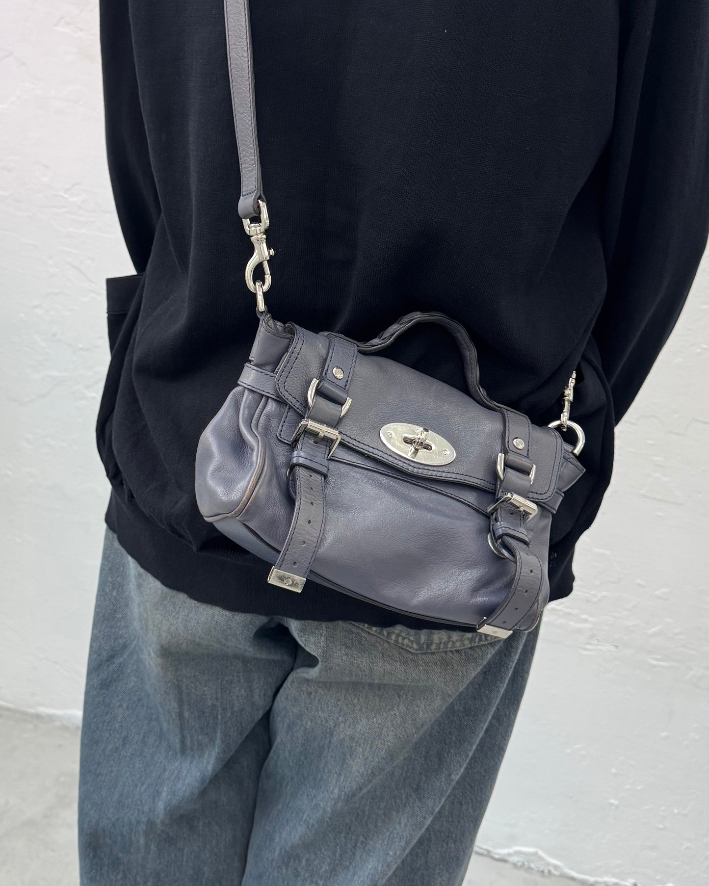 OJ ARCHIVE — MULBERRY GREY MINI ALEXA BAG IN SLATE BLUE