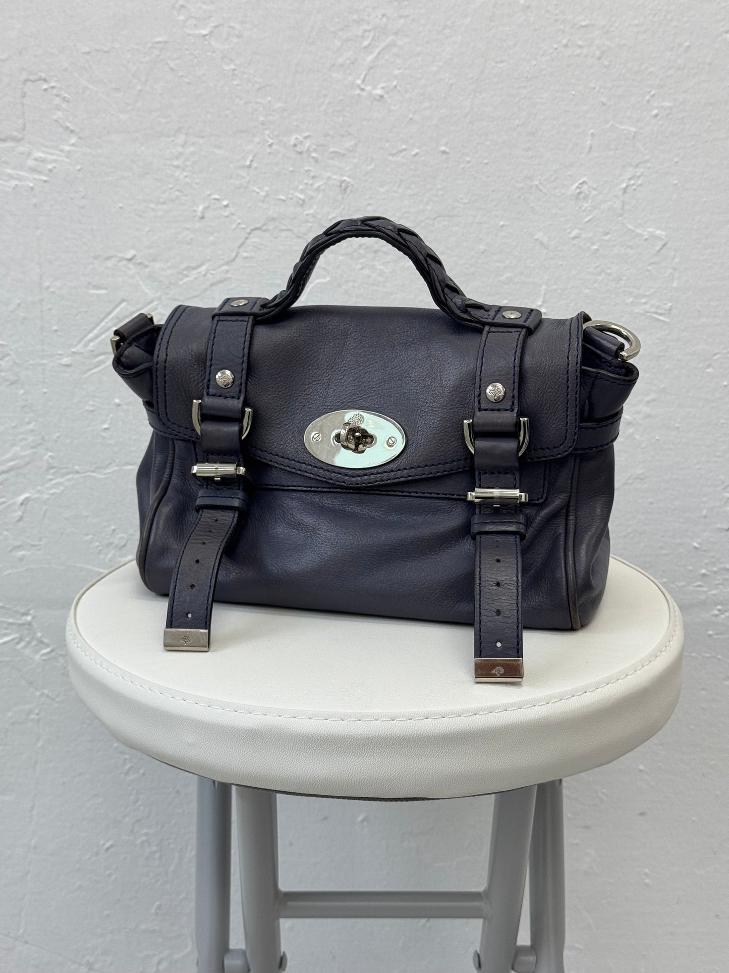 OJ ARCHIVE — MULBERRY GREY MINI ALEXA BAG IN SLATE BLUE