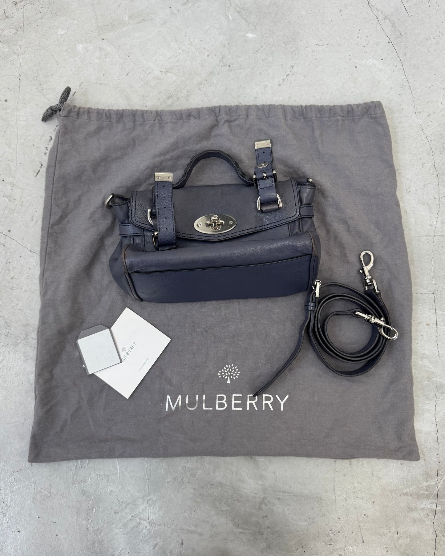 OJ ARCHIVE — MULBERRY GREY MINI ALEXA BAG IN SLATE BLUE