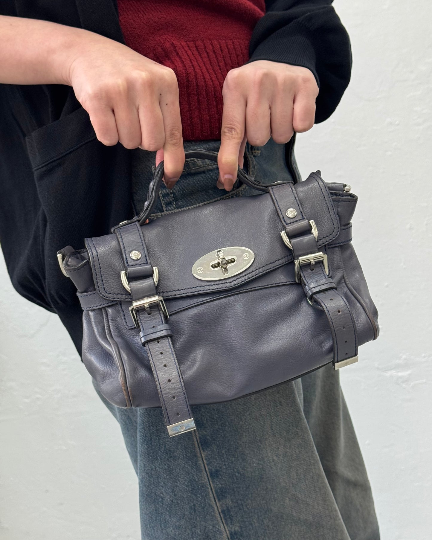 OJ ARCHIVE — MULBERRY GREY MINI ALEXA BAG IN SLATE BLUE