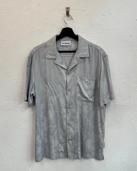 HAN KJOBENHAVN ALIEN PRINT SATIN BOWLING SHIRT